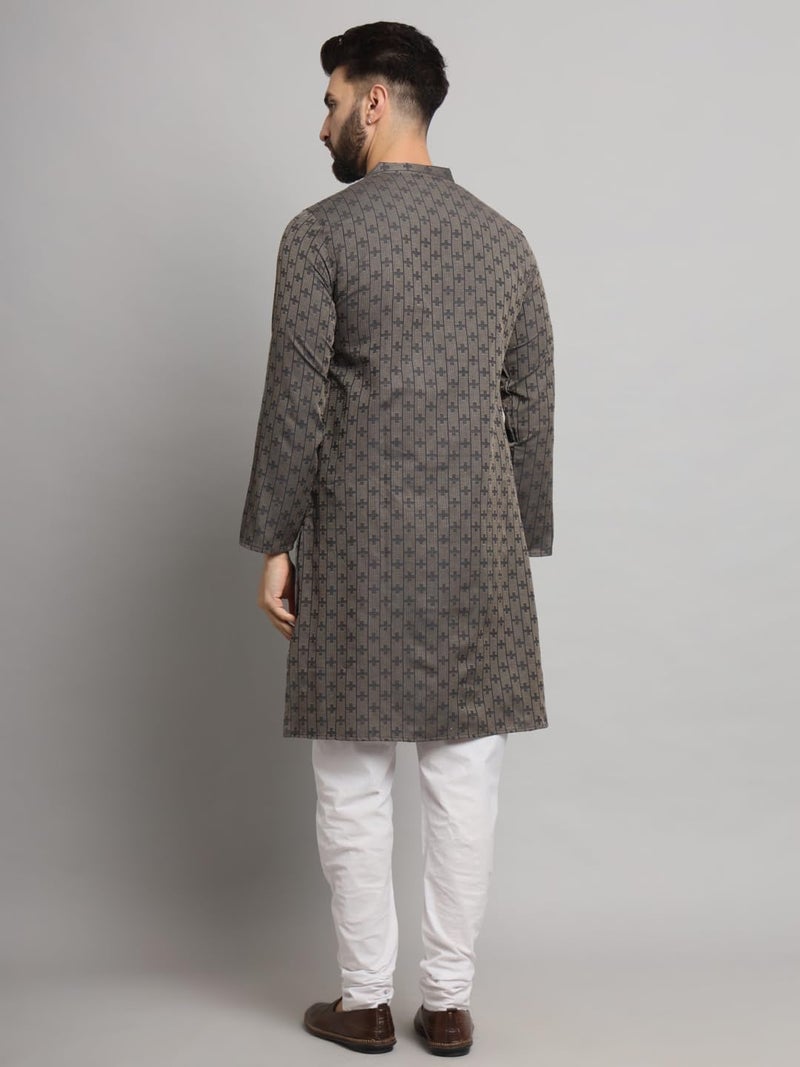 LATEST CHIKAN Men's Cotton Regular Striped Knee Lenght Kurta Full Sleeves - LK_+_BK-46 - Image 5