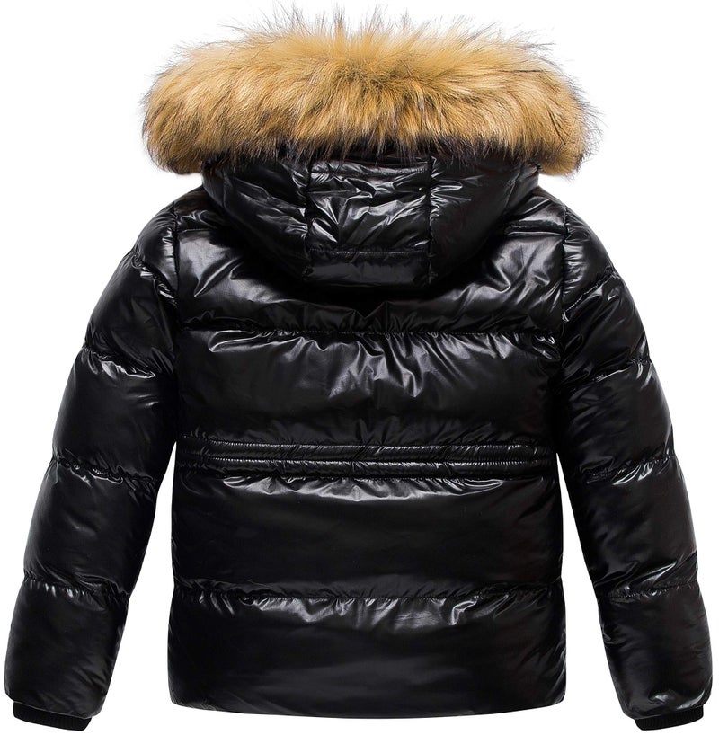 CREATMO US Girl's Big Kids Winter Coats Heavyweight Warm Jackets Outwear Thick Warm Puffy Waterproof Windproof Shiny Outwear Black 4-5 - Image 2