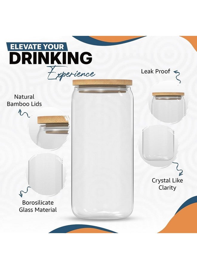 KELVEE Ice Juice Drinks Glass Can Mug with Straw for Milk/Coffee/Green Tea Cup Set of 1-500ml Transparent Can Shape Drinking Cup (CAN with LID) - Image 4