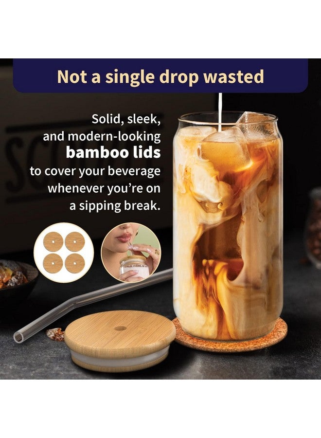 KELVEE Ice Juice Drinks Glass Can Mug with Straw for Milk/Coffee/Green Tea Cup Set of 1-500ml Transparent Can Shape Drinking Cup (CAN with LID) - Image 3