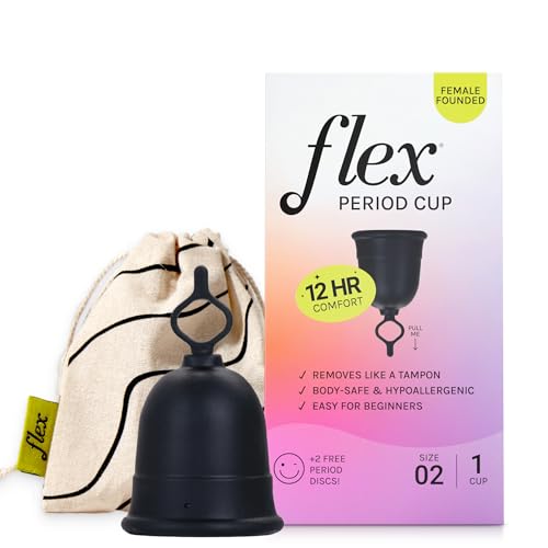 Flex Cup Starter Kit Full Fit Size 02 Reusable Menstrual Cup 2 Free Menstrual Discs PullTab for Easy Removal Tampon Pad Alternative Lasts up to 10 Years Capacity of 3 Super Tampons - Image 2