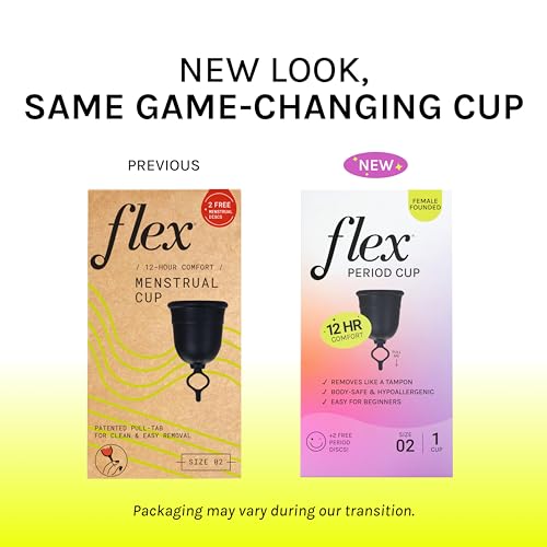 Flex Cup Starter Kit Full Fit Size 02 Reusable Menstrual Cup 2 Free Menstrual Discs PullTab for Easy Removal Tampon Pad Alternative Lasts up to 10 Years Capacity of 3 Super Tampons - Image 5