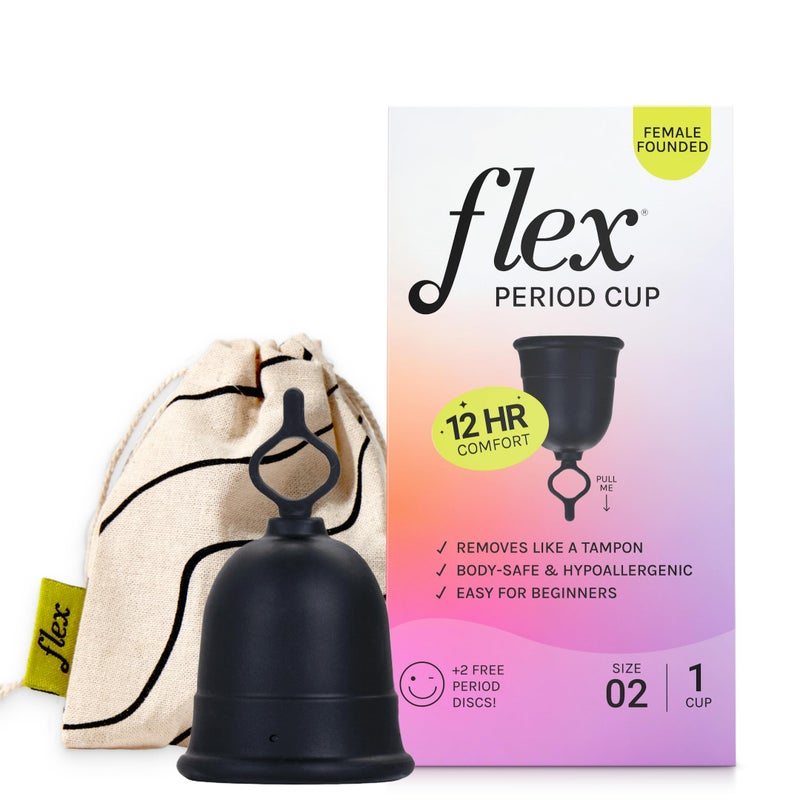Flex Cup Starter Kit Full Fit Size 02 Reusable Menstrual Cup 2 Free Menstrual Discs PullTab for Easy Removal Tampon Pad Alternative Lasts up to 10 Years Capacity of 3 Super Tampons - Image 3