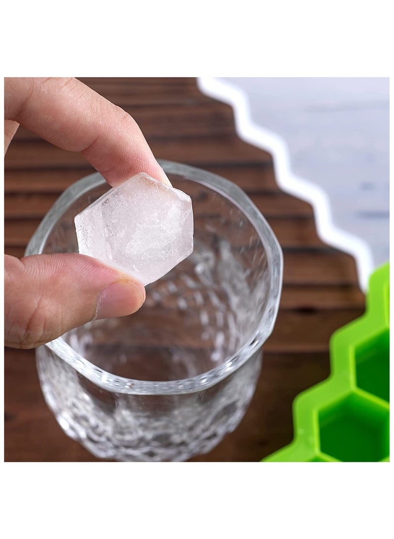 sokany - 2 PCS Ice Cube Trays, Silicone Small Ice Cube Trays with Removable Lid, Easy-Release and Flexible Hexagonal 37-Ice Cube Molds, Stackable for Freezer, Chilled Drinks, Whiskey, Cocktail (Black) - Image 1