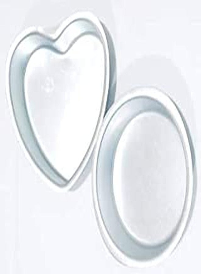 DiBha Aluminum Tin Heart and Round Shape Cake Mold Silver 7 Inch, Set of 2 - Image 1