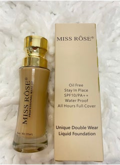 Miss Rose Moisturizing Liquid Foundation Facial Makeup  Long-lasting Non-smudge Natural Clear Concealer Lightweight Even Skin Tone  - Image 1