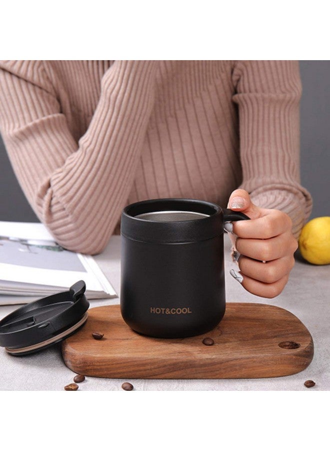 Leeonz® 350ML Coffee Mug with Handle, Vacuum Insulated Camping Mug with Lid, Double Wall Stainless Steel Travel Tumbler Cup, Coffee Thermos Outdoor (Black) - Image 2
