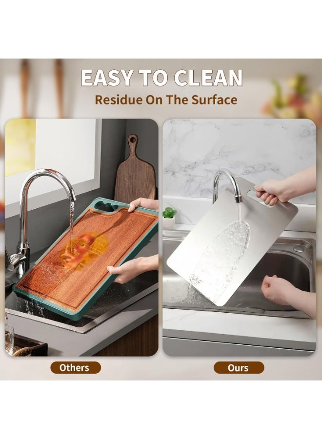 Stainless Steel Cutting Board Set, 3 Piece Multi-Size Chopping Boards, Double-Sided Kitchen Cutting Boards for Vegetables, Meat, Fish, Fruits, 46cm/39cm/29cm - Image 3
