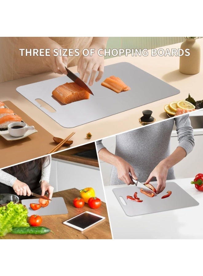 Stainless Steel Cutting Board Set, 3 Piece Multi-Size Chopping Boards, Double-Sided Kitchen Cutting Boards for Vegetables, Meat, Fish, Fruits, 46cm/39cm/29cm - Image 2