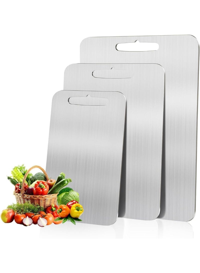 Stainless Steel Cutting Board Set, 3 Piece Multi-Size Chopping Boards, Double-Sided Kitchen Cutting Boards for Vegetables, Meat, Fish, Fruits, 46cm/39cm/29cm - Image 1