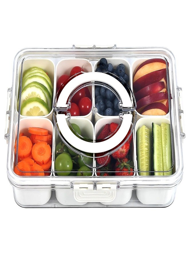 UPTRUST Divided Serving Tray with Lid and Handle - Snackle Box Charcuterie Container for Portable Snack Platters - Clear Organizer for Candy, Fruits, Nuts - Perfect for Party, Entertaining - Image 1