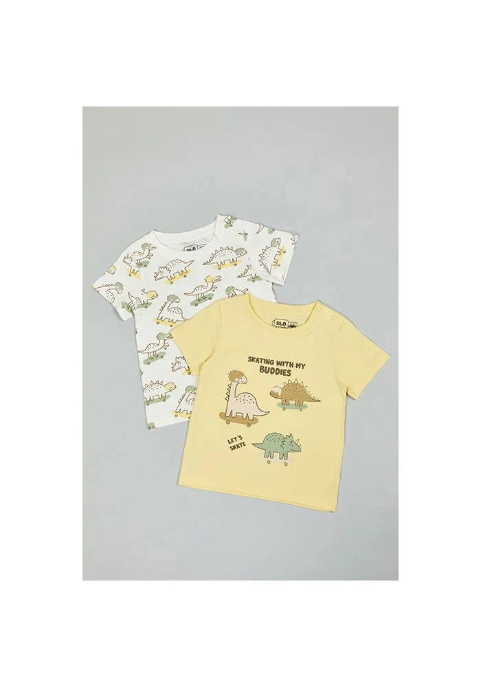 أر أند بي 2 Pack Printed T-Shirts with Short Sleeves