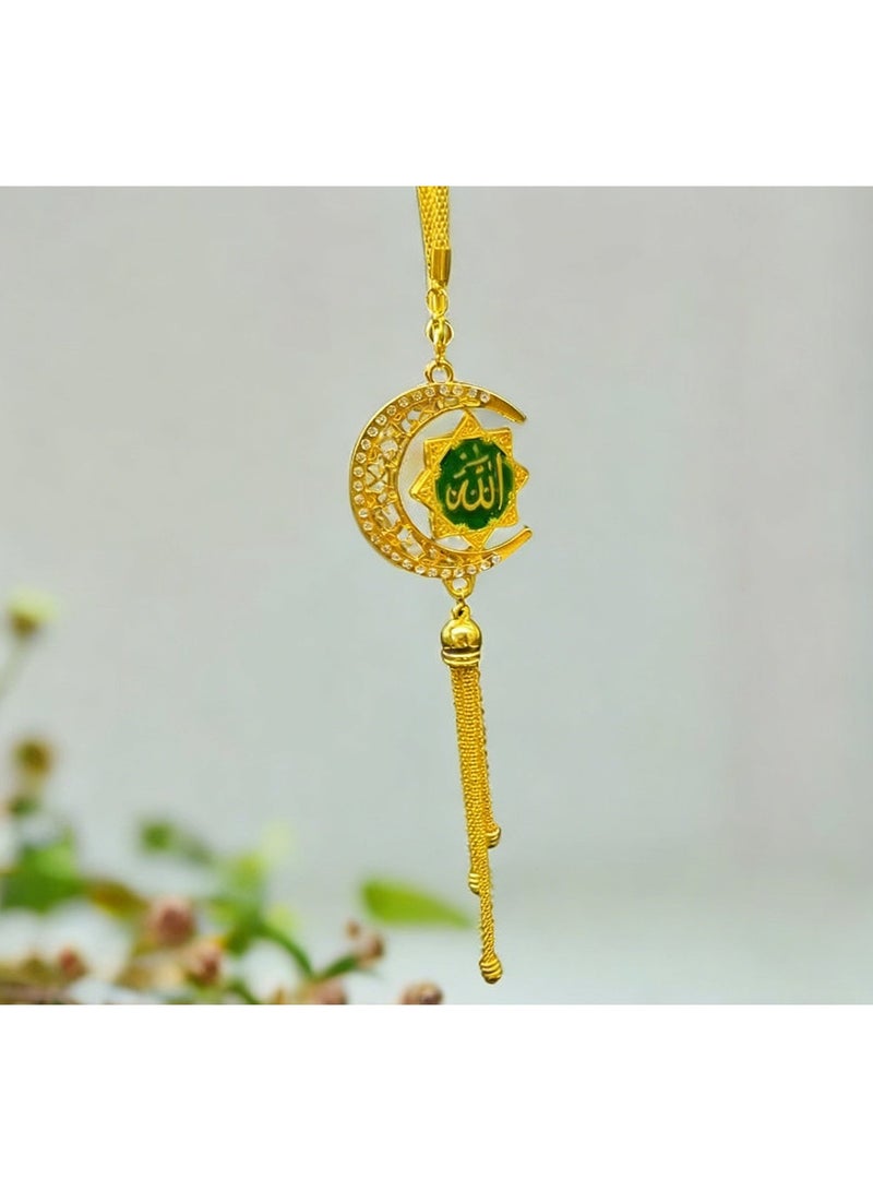 قلادة سيارة إسلامية إسلامية - قلادة عربية أنيقة، خط أسود، زخرفة دينية معدنية عالية الجودة لداخل السيارة، هدية روحية للسائقين المسلمين - Image 2