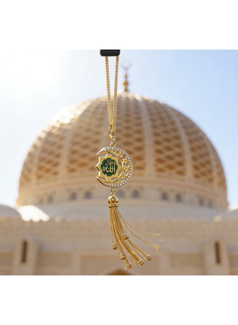 قلادة سيارة إسلامية إسلامية - قلادة عربية أنيقة، خط أسود، زخرفة دينية معدنية عالية الجودة لداخل السيارة، هدية روحية للسائقين المسلمين - Image 3