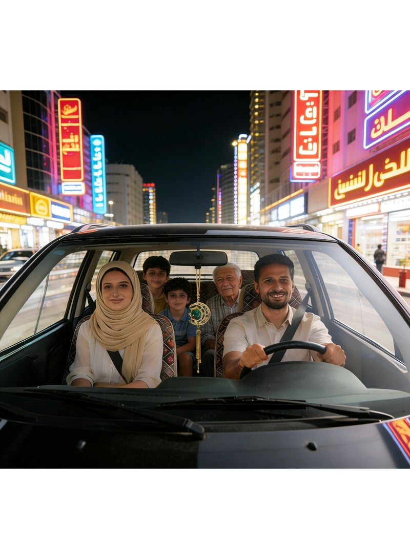 قلادة سيارة إسلامية إسلامية - قلادة عربية أنيقة، خط أسود، زخرفة دينية معدنية عالية الجودة لداخل السيارة، هدية روحية للسائقين المسلمين - Image 4