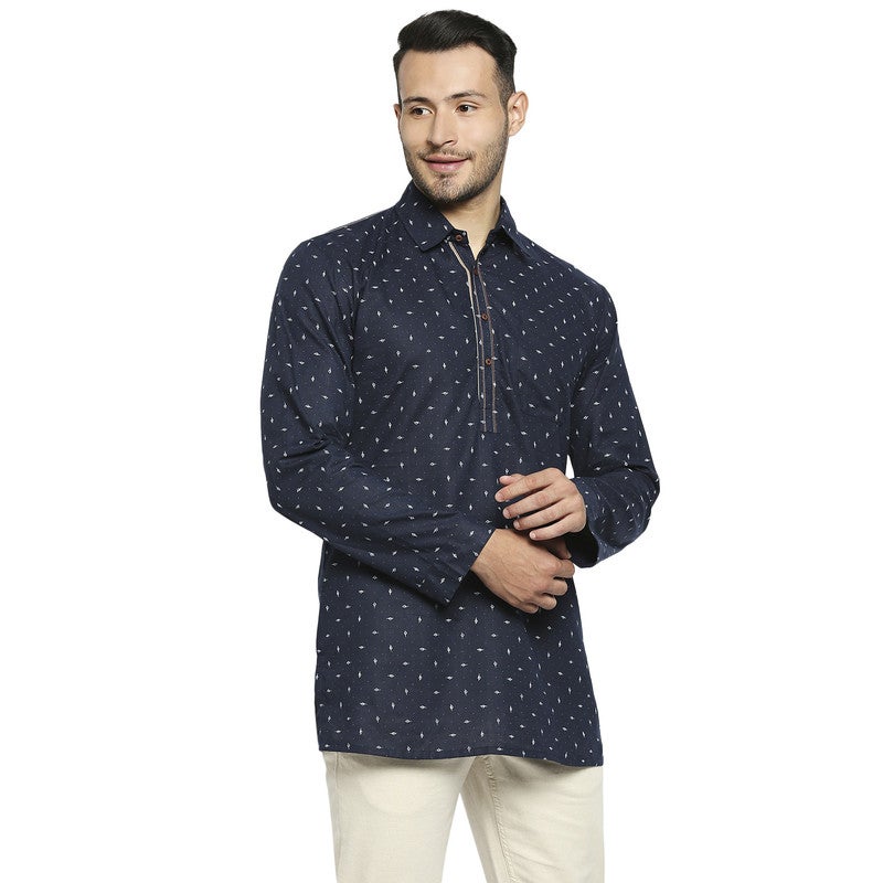 ARCHATTIRE Men’s Navy Blue Cotton Kurta for Men - Image 3
