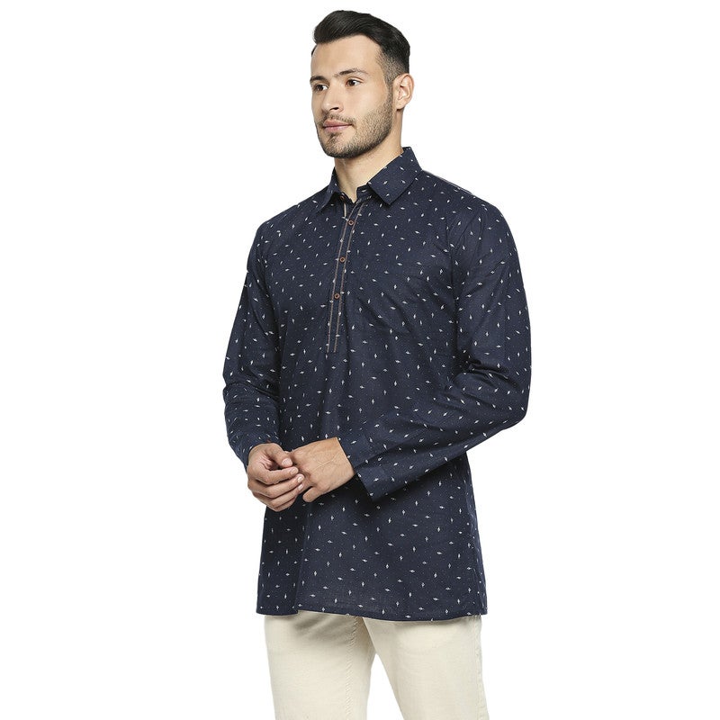 ARCHATTIRE Men’s Navy Blue Cotton Kurta for Men - Image 2