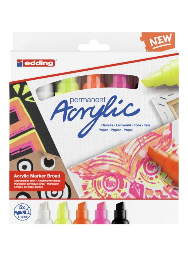 edding 5000 acrylic marker broad - neon colours - acrylic paint markers 5-pack (neon) - 5-10mm chisel nib - acrylic marker for painting on canvas, wood - acrylic marker waterproof - Image 5