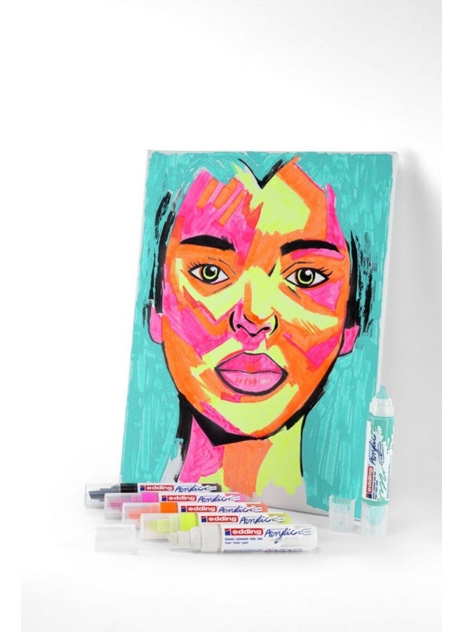 edding 5000 acrylic marker broad - neon colours - acrylic paint markers 5-pack (neon) - 5-10mm chisel nib - acrylic marker for painting on canvas, wood - acrylic marker waterproof - Image 3