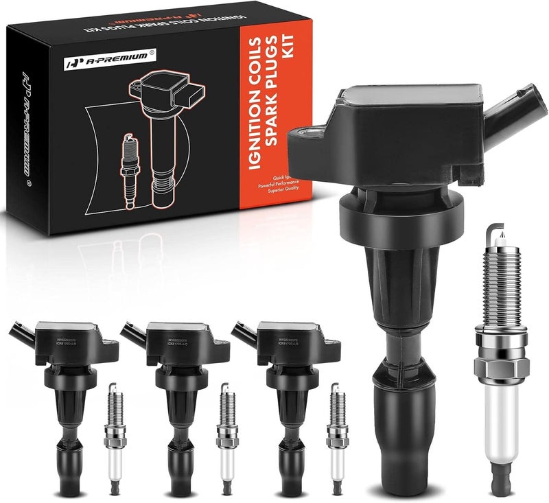 A-Premium Ignition Coils and Spark Plugs Kit for Hyundai and Kia - Set of 8 - Image 1