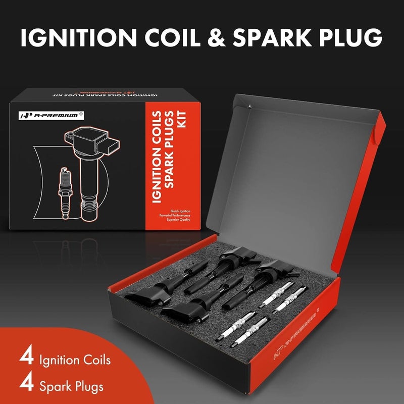 A-Premium Ignition Coils and Spark Plugs Kit for Hyundai and Kia - Set of 8 - Image 2