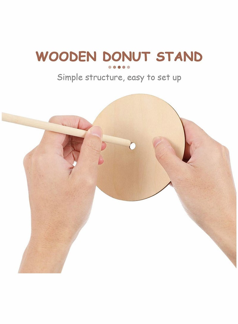 Captaintech Wood Donut Stands,5 Pieces Detachable Donut Holder Reusable Donut Display Stand for Wedding Birthday Party Supplies (Round Style) - Image 3