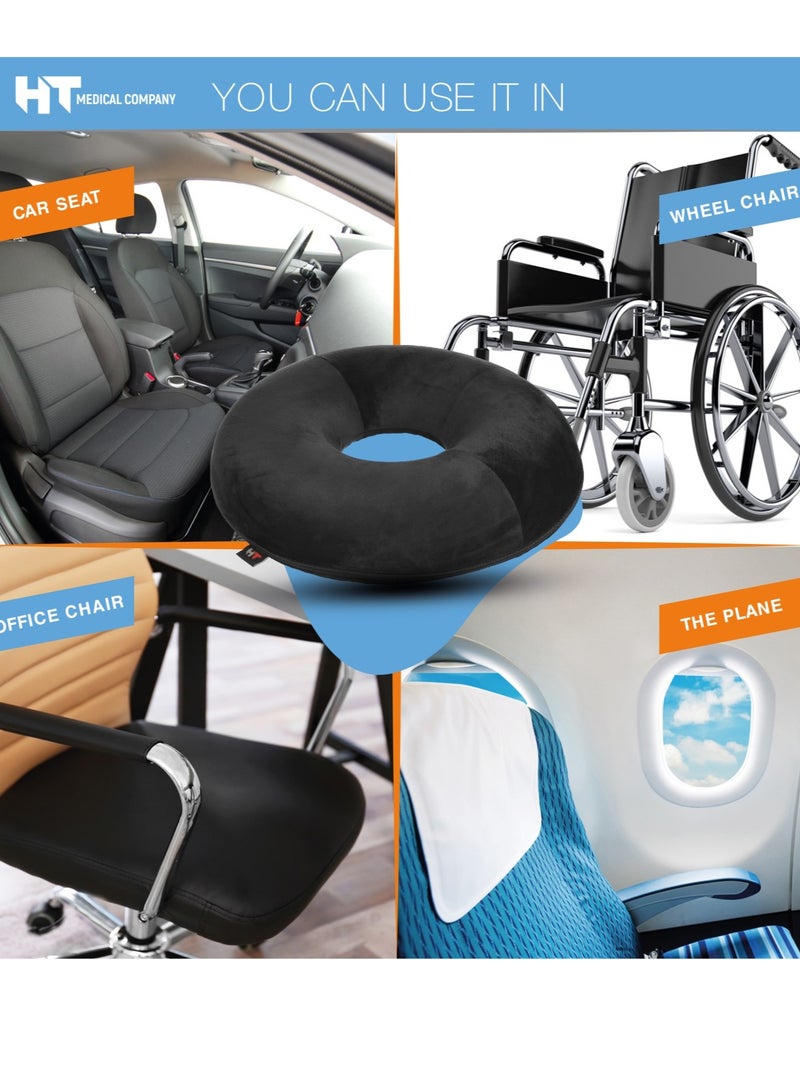 اتش تي مقعد من الميموري فوم لتخفيف آلم البواسير وما بعد العمليات الجراحية, مقعد مناسب للسيارة او الطائرة او المكتب ’ لون أسود - Image 4
