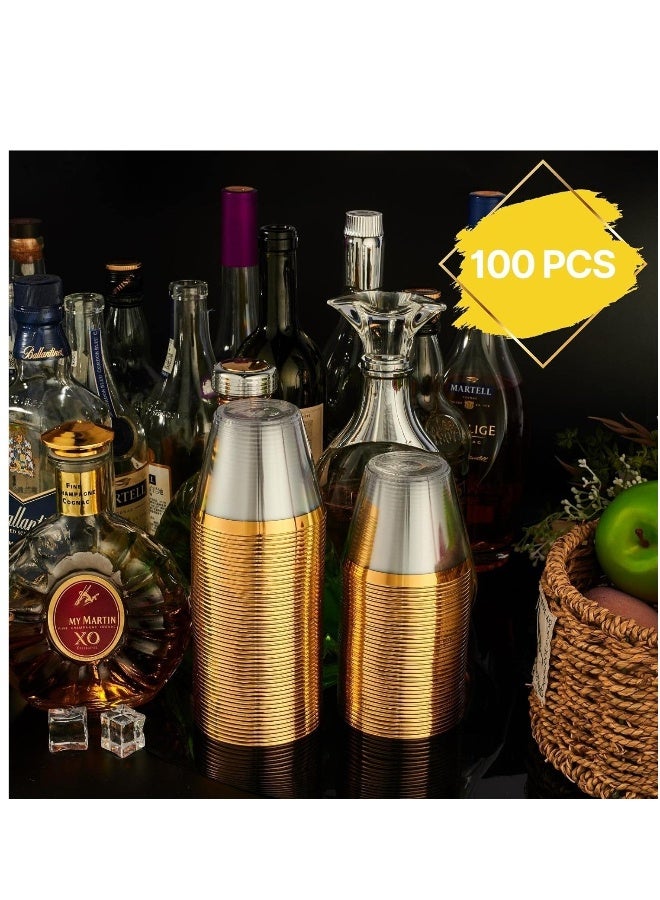 Elegant Gold Rimmed Plastic Cups 9oz Clear Plastic Cups With RiM Gold Disposable Cups For Wedding Cocktail Cups Plastic Clear Plastic Cups For Party Wedding Cups Party Cups Gold Cups 100pcs - Image 4