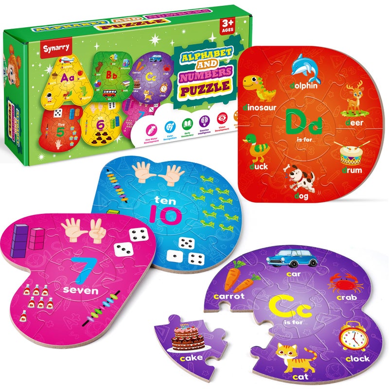 SYNARRY Number and Alphabet Puzzles for Kids Ages 35 ABC Learning for Toddlers Ages 3 Preschool Activities Letter Puzzles Montessori Educational Toys Gifts for 4 5 6 7 8 Year Old Boys Girls - Image 3