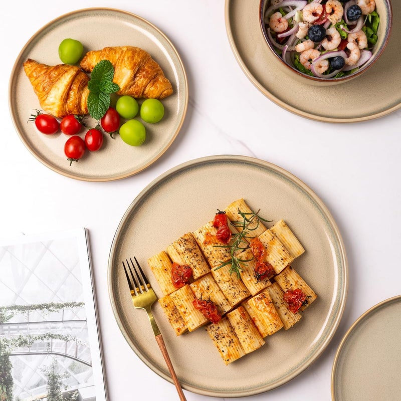 AmorArc Stoneware Dinnerware SetsRound Reactive Glaze Ceramic Plates and Bowls SetsHighly Chip and Crack Resistant  Dishwasher  Microwave Safe DishesService for 6 18pc - Image 4