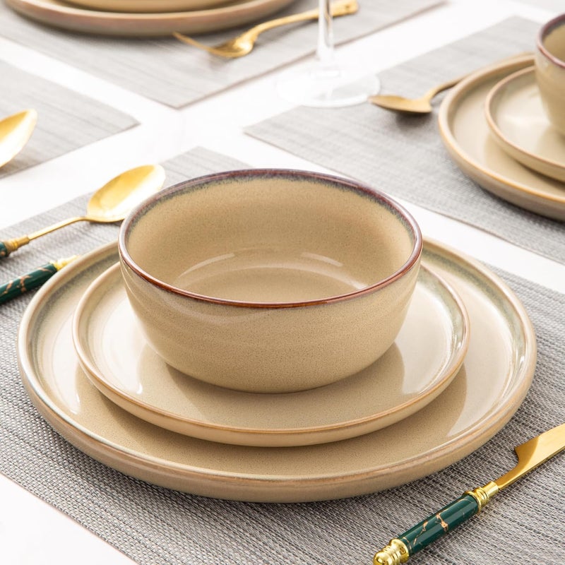 AmorArc Stoneware Dinnerware SetsRound Reactive Glaze Ceramic Plates and Bowls SetsHighly Chip and Crack Resistant  Dishwasher  Microwave Safe DishesService for 6 18pc - Image 5
