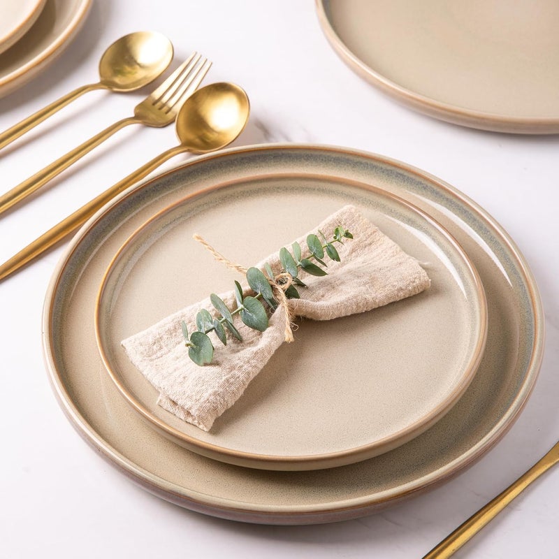 AmorArc Stoneware Dinnerware SetsRound Reactive Glaze Ceramic Plates and Bowls SetsHighly Chip and Crack Resistant  Dishwasher  Microwave Safe DishesService for 6 18pc - Image 3