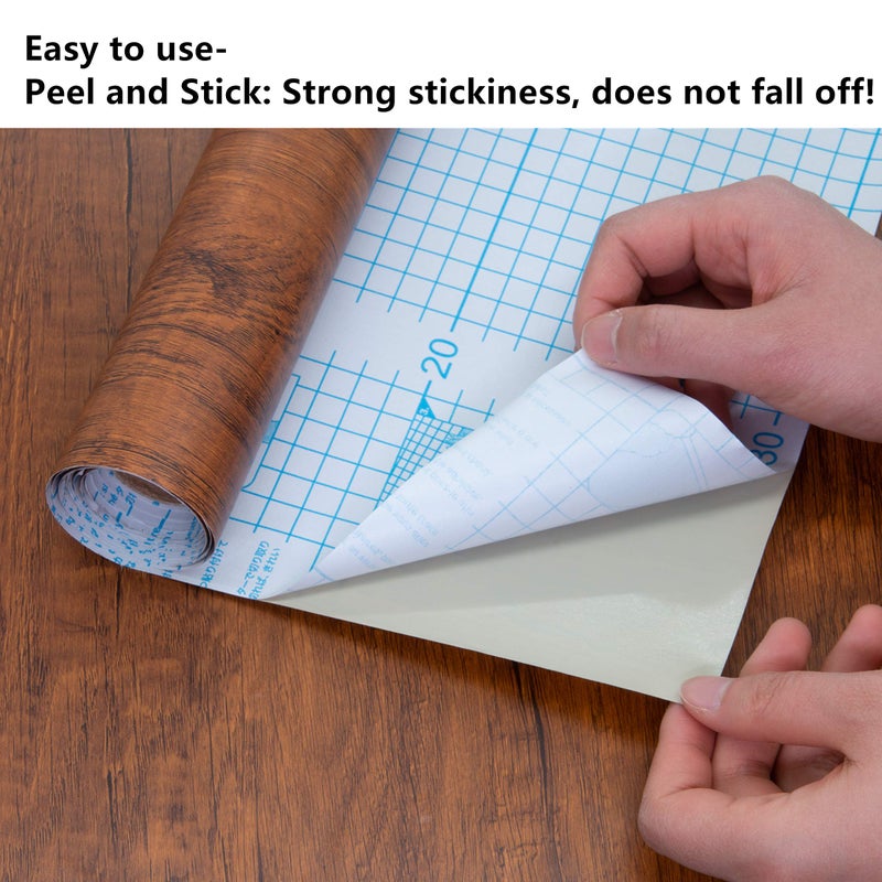Decoroom Peel and Stick Wood Grain Contact Paper 17.71"x118" Brown Wooden Look Wall Paper Self-Adhesive Wood Wallpaper Removable Vinyl Film Easy to Apply for Old Furniture Kitchen Cabinets Countertop - Image 2