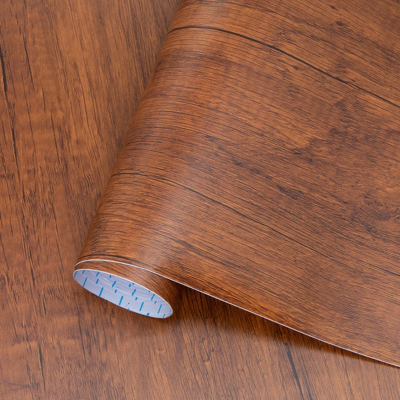 Decoroom Peel and Stick Wood Grain Contact Paper 17.71"x118" Brown Wooden Look Wall Paper Self-Adhesive Wood Wallpaper Removable Vinyl Film Easy to Apply for Old Furniture Kitchen Cabinets Countertop - Image 5