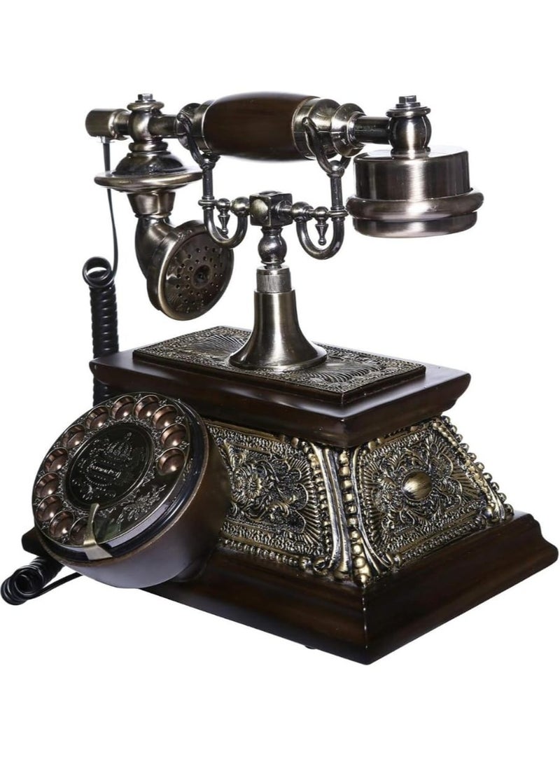 Retro Wooden Telephone Vintage Crafted Landline Phone with Classic Rotary Dial, Elegant Wood Finish, Antique Reproduction for Home and Office Decor, Functional and Stylish Collectible - Image 1