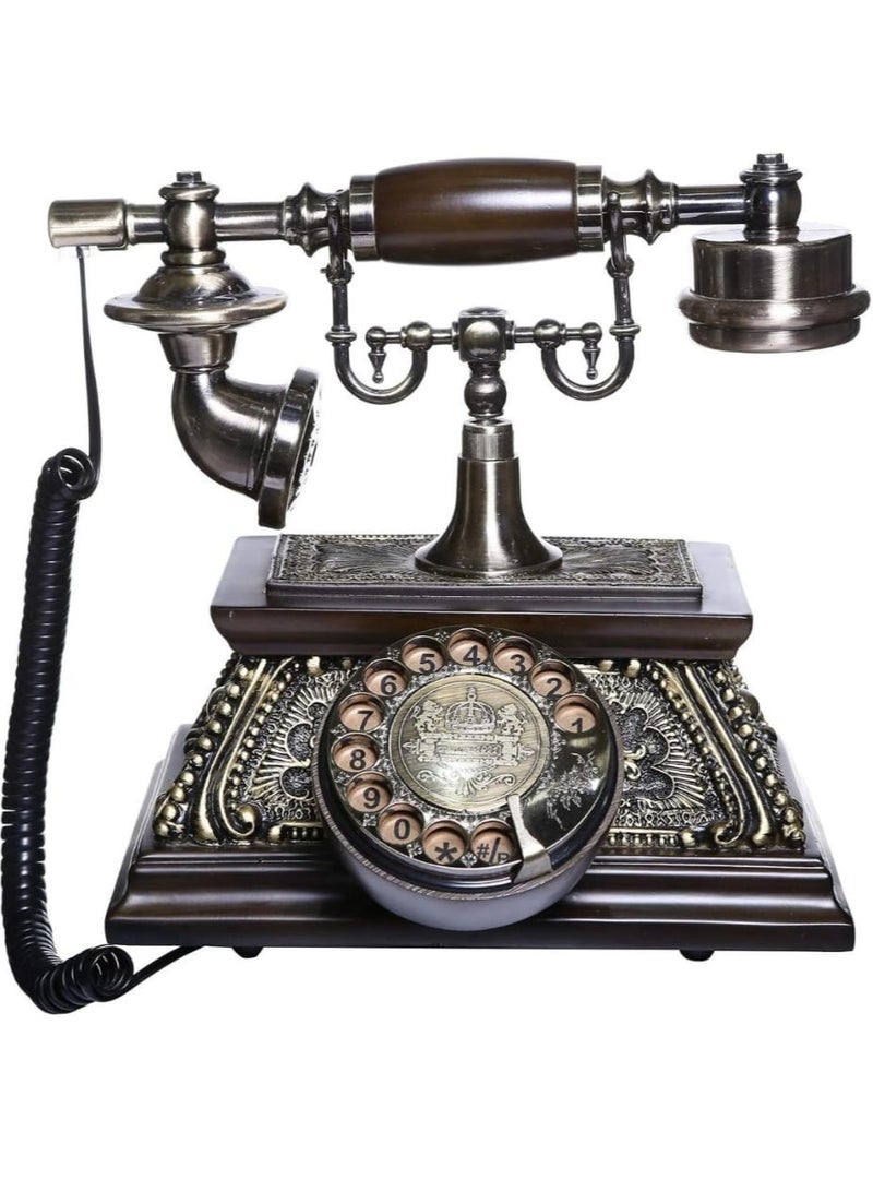 Retro Wooden Telephone Vintage Crafted Landline Phone with Classic Rotary Dial, Elegant Wood Finish, Antique Reproduction for Home and Office Decor, Functional and Stylish Collectible - Image 2