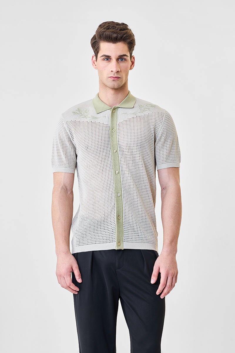 SNITCH Luxe Crochet Polo Shirt - Image 4