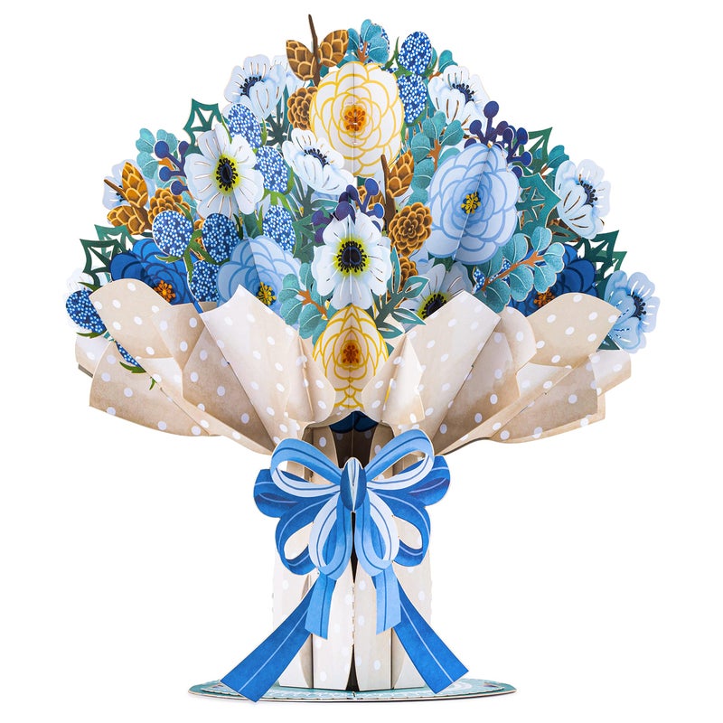 Paper Love HugePop 3D Magical Bouquet Pop Up Valentines Day Card, with Detachable Paper Flower Bouquet, For Valentines Day, Birthday, Anniversary, Wedding, Thank You, All Occasions - Jumbo 10" x 14" Cards - Includes Envelope and Note Tag - Image 1