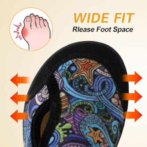 LeIsfIt Womens Slippers Wide Diabetic Shoes Adjustable Arthritis Edema House Shoes Indoor Outdoor Slippers MultiLeaf Size 9 - Image 3