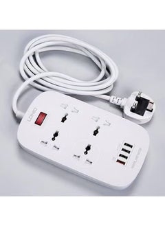 LDNIO 4 Power Sockets and 18W USB Ports Defender Series 2500w Power Strip with QC USB Port Fast Charging Power Cord White 2meter  - Image 4