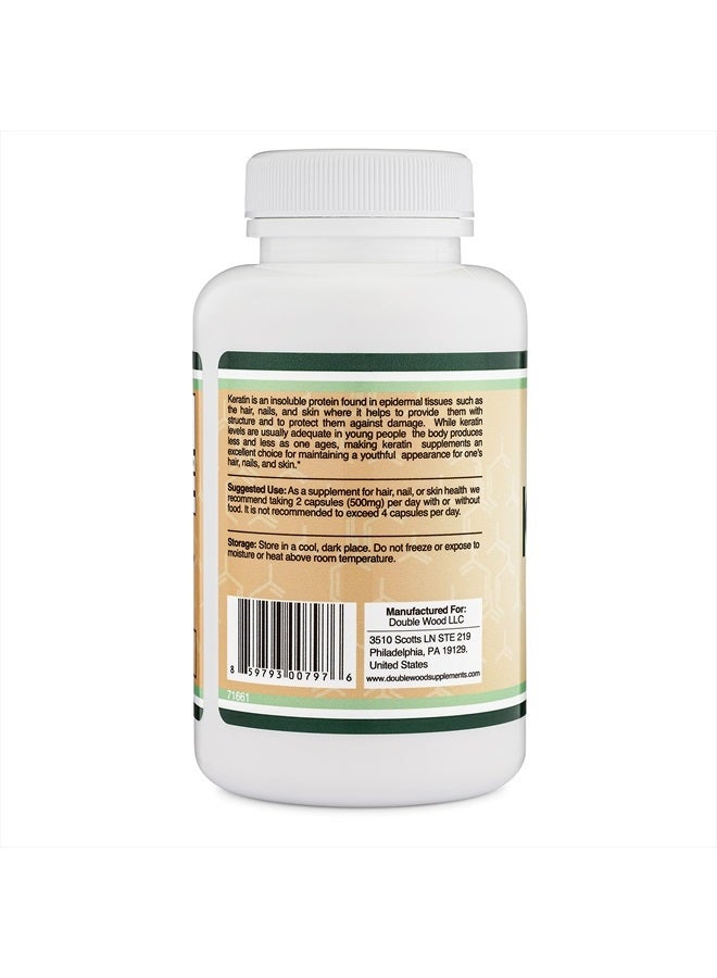 Double Wood Supplements فيتامين نمو الشعر بالكيراتين (500 ملغ لكل حصة، 120 حبة) علاج الشعر بالكيراتين للرجال والنساء (بروتين أساسي للشعر والبشرة والأظافر) فيتامينات للشعر، آمن للنباتيين من دابل وود - Image 3