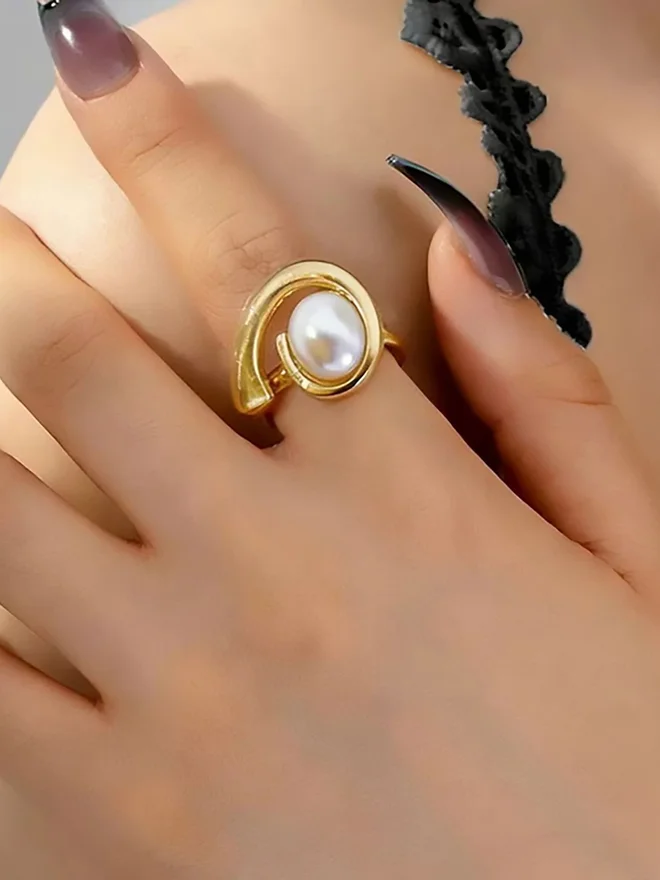 Styli  Pearl Trim Ring for Women | Best Price UAE