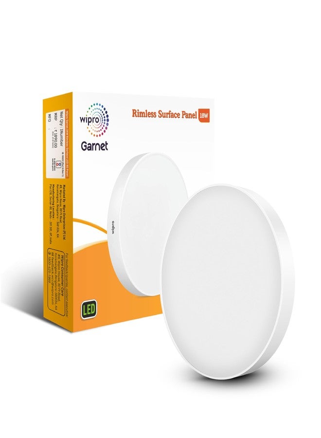 wipro Polycarbonate Garnet 18W Rimless Round Led Surface Panel|Warm White Light (2700K)|Elegant Rimless Design for Wider Spread of Light|Surface Mounted Led Down Light for Ceiling|Pack of 12 - Image 2