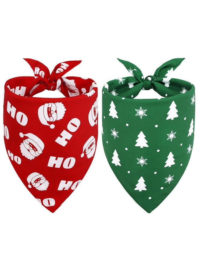 Vivifying Dog Christmas Bandana, 2 Pack Santa Claus and Christmas Tree Dog Scarves for Small Medium and Large Dogs, Holiday Dog Costume for Photo Prop, and Party Decor (Large, Red&Green) - Image 1