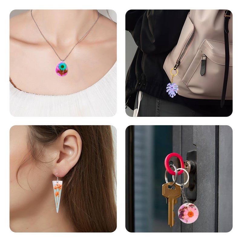 Loyohep Resin Earring Molds,Resin Jewelry Molds with 10 Packs Variety Shape Resin Molds Silicone,Earring Silicone Molds for resi n Pendant, Earrings,Keychains(Included 40Pcs earringhooks) DIY Gift - Image 5