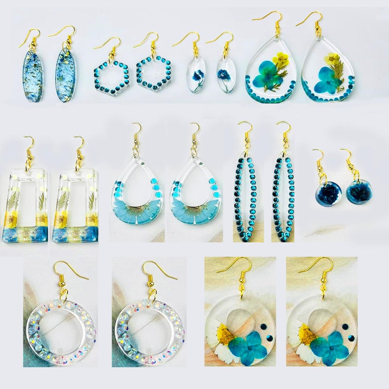 Loyohep Resin Earring Molds,Resin Jewelry Molds with 10 Packs Variety Shape Resin Molds Silicone,Earring Silicone Molds for resi n Pendant, Earrings,Keychains(Included 40Pcs earringhooks) DIY Gift - Image 3