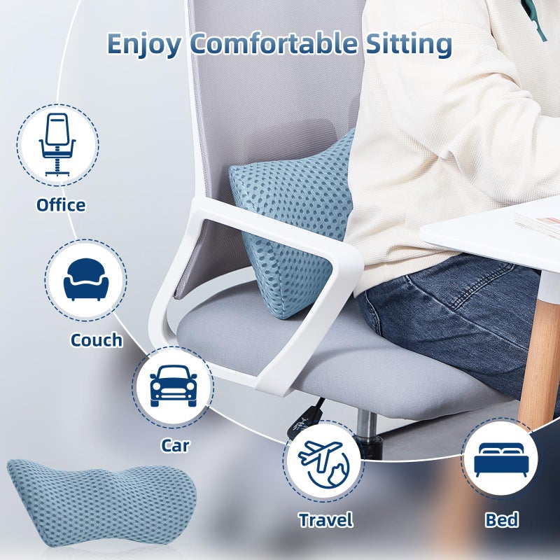 Memory Foam Lumbar Support Pillow for Office Chair, Car Seat, and Travel, Breathable Ergonomic Back Pillow with 4D Mesh Cover - Image 5