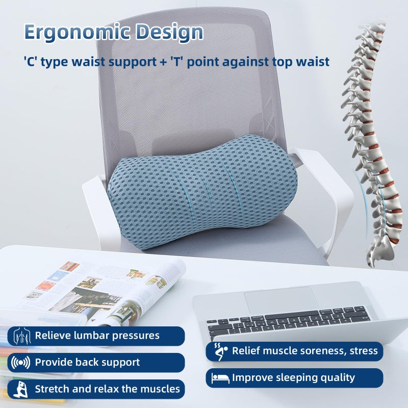 Memory Foam Lumbar Support Pillow for Office Chair, Car Seat, and Travel, Breathable Ergonomic Back Pillow with 4D Mesh Cover - Image 4