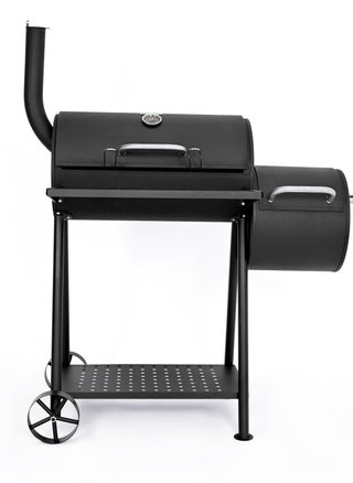 Smoker Charcoal Grill with Small Fire Bowl 108 x 6 Product Dimensions: 108 x 65 x 128 cm. Larger fire bowl size: 61 x 33.5 cm. Cooking Grill Size: 26 x 33.5 cm * 2 pieces. Cooking Area Height: 78 cm. Smaller fire bowl size: 30.5 x 33.5 cm diameter. Chrome-plated cooking grate. Zinc-plated charcoal grate. Equipped with a black-painted leg with two stainless steel handles and two stainless steel wheels. 128 x 5 cm - pzsku/Z47830BD6AE9056B81BC6Z/45/1742728716/e4d8ca0e-017a-49eb-8b18-b2dd5a61f163