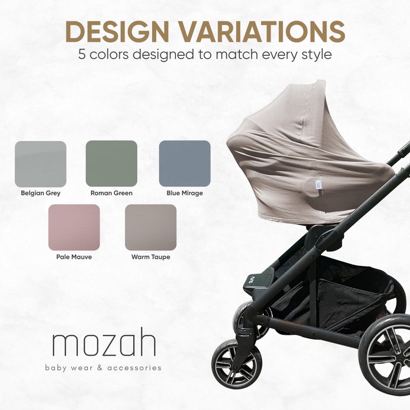 MOZAH غطاء متعدد الاستخدامات للأطفال MOZAH: 9 في 1 أغطية مقاعد السيارة، غطاء مظلة، غطاء للرضاعة الطبيعية، غطاء لعربة الأطفال والمزيد، هدايا استحمام للأولاد والبنات (بيج دافئ) - Image 5